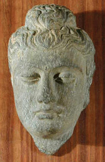 Lot image - Gandharan Gray Schist Face of Buddha Circa 3rd century