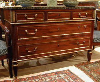 Lot image - Louis XVI Brass-Mounted Mahogany Commode