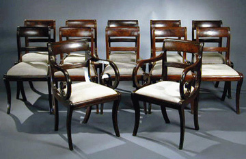 Lot image - Set of Twelve Regency Mahogany Dining Chairs