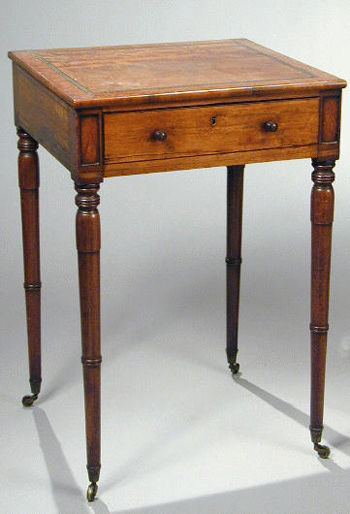 Lot image - Regency Brass-Inlaid Mahogany Work Table