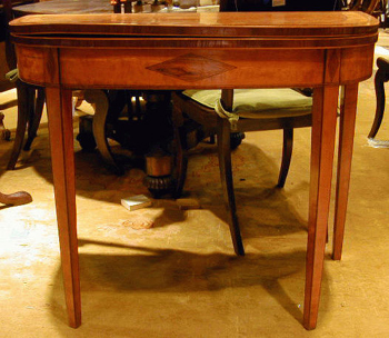 Lot image - George III Satinwood and Rosewood Fold-Over Card Table