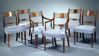 Lot image - Set of Six George III Inlaid Mahogany Dining Chairs