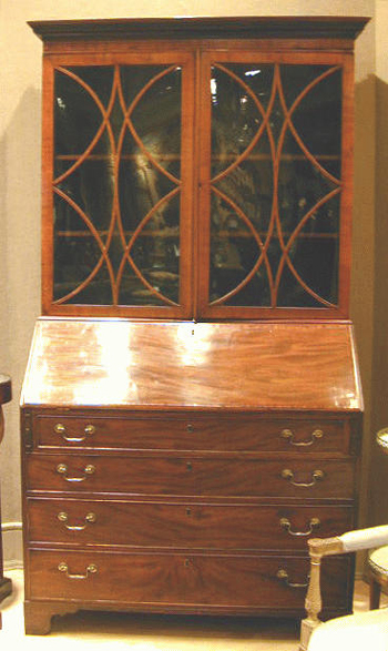 Lot image - George III Inlaid Mahogany Secretary Bookcase
