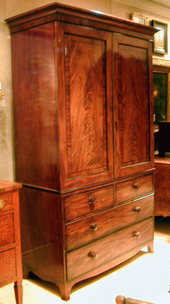 Lot image - William IV Inlaid Mahogany Linen Press