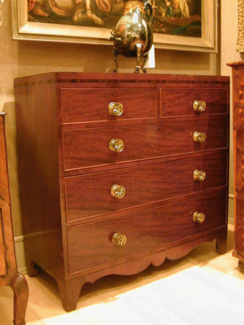 Lot image - Regency Inlaid Mahogany Chest of Drawers