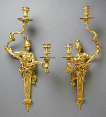 Lot image - Pair of Louis XV Style Gilt-Bronze Two-Light Sconces