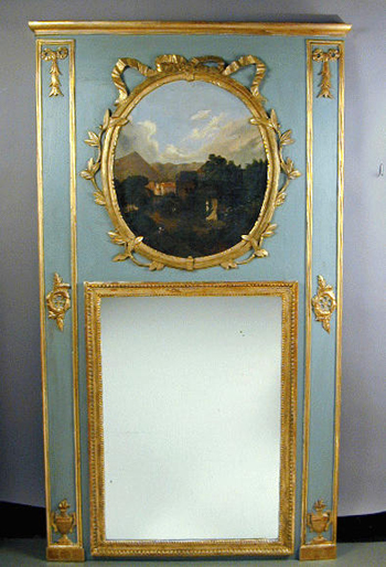 Lot image - Louis XV/XVI Painted and Parcel gilt Trumeau
