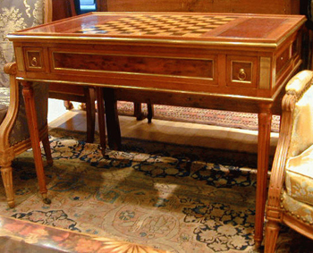 Lot image - Louis XVI Brass-Mounted and Inset Tric-Trac Table