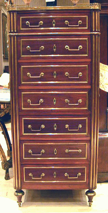 Lot image - Louis XVI Style Brass-Mounted Mahogany Semainier