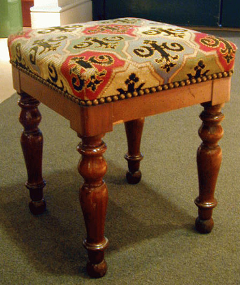 Lot image - Pair of Louis Philippe Mahogany Needlepoint-Upholstered Taborets