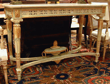 Lot image - Louis XVI Painted and Parcel Gilt Console