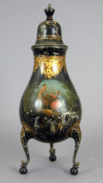 Lot image - Painted and Gilt-Decorated Metal Water Urn