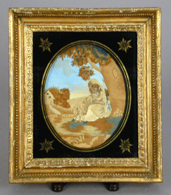 Lot image - George III Needlework and Watercolor Picture