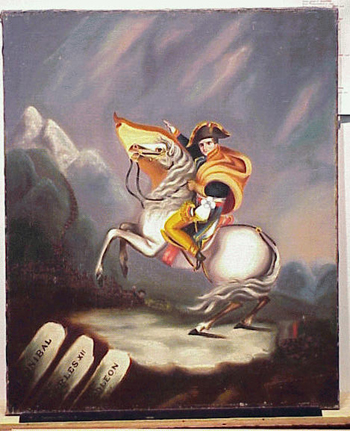 Lot image - After Jacques Louis David NAPOLEON CROSSING THE ALPS Oil on canvas 30 x 25 inches (76.2 x 63.5 cm.) Unframed...