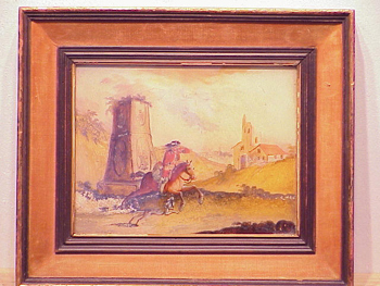 Lot image - Italian School 18th Century MESSENGER ON HORSEBACK Reverse painting on glass 7 1/4 x 9 1/2 inches (18.3 x 24.2 cm.)...
