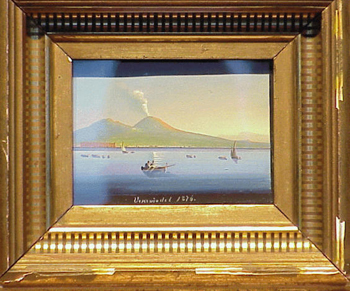 Lot image - Neapolitan School 19th Century VIEW OF VESUVIUS Inscribed Vesuvio de 1876 Gouache on paper 4 /8 x 5 1/4 inch...