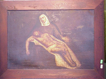 Lot image - Italian School 17th Century PIETA Oil on canvas 25 x 35 inches (63.5 x 89 cm.)