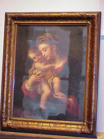 Lot image - Italian School 19th Century MADONNA AND CHILD Oil on canvas 22 x 17.5 inches (56 x 44.5 cm.)...