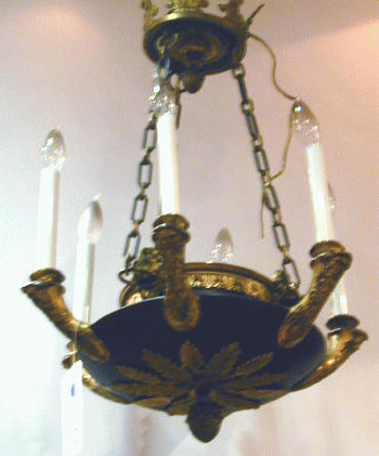 Lot image - Empire Style Gilt and Patinated-Bronze and Metal Six-Light Chandelier