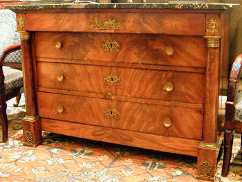 Lot image - Empire Gilt-Bronze Mounted Mahogany Commode