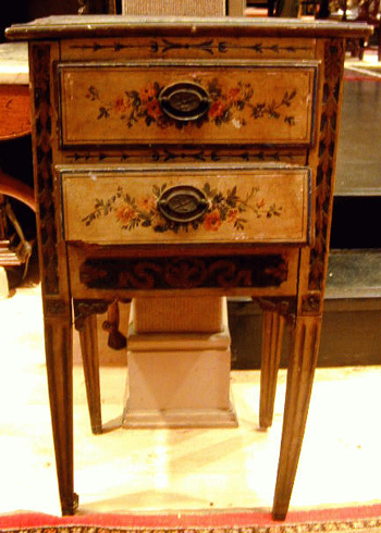 Lot image - Pair of Italian Neoclassical Carved and Painted Commodino