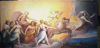 Lot image - After Guido Reni THE CHARIOT OF AURORA Oil on canvas 62 x 30 3/4 inches (157.5 x 78.1 cm.)  This painting repeats...