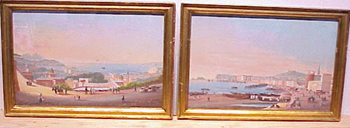 Lot image - Neapolitan School 19th Century THE BAY OF NAPLES: PAIR Gouaches on paper 5 3/4 x 9 inches (14.6 x 22.9 cm.)...