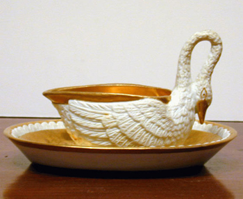 Lot image - Set of Three Paris Porcelain Swan-Form Sauceboats and Stands