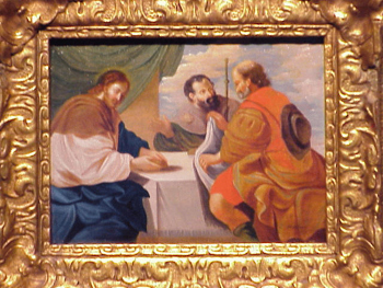 Lot image - Northern European School 18th Century SUPPER AT EMMAUS Bears signature D. Maclise (lr) Oil on panel 7 x 9 1/...