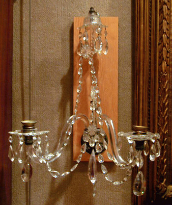 Lot image - Pair of George III Style Cut Glass Two-Light Sconces
