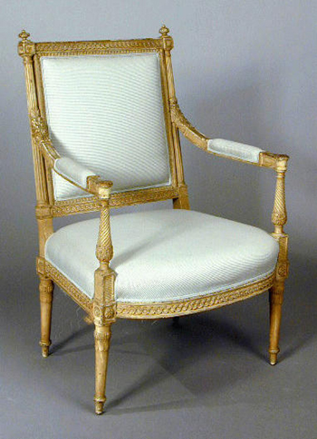 Lot image - Pair of Louis XVI Painted Upholstered Fauteuils a la Reine