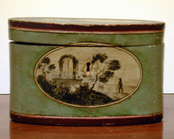 Lot image - George III Painted Tea Caddy