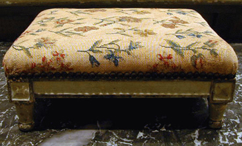 Lot image - Directoire Painted Needlepoint-Upholstered Footstool