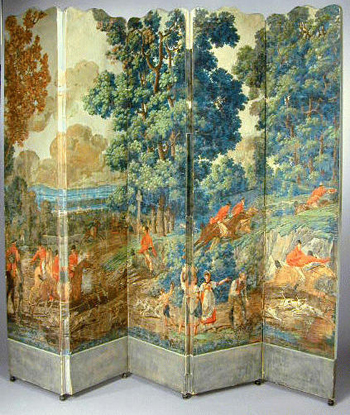 Lot image - French Wallpaper Five-Fold Screen