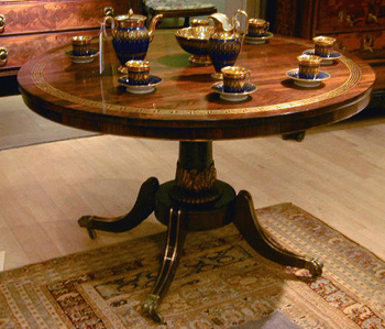 Lot image - Regency Brass-Inlaid Rosewood Center Table