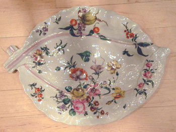 Lot image - Pair of Worcester Porcelain Cabbage Leaf Dishes