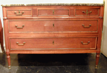 Lot image - Louis XVI Brass-Mounted Mahogany Commode