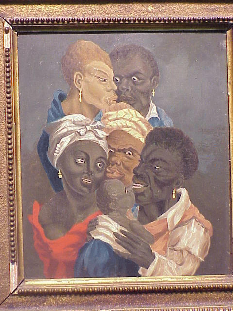 Lot image - Manner of Louis Leopold Boilly CARICATURES Oil on panel 12 x 10 inches (30.5 x 25.4 cm.)  An old label affixed to...