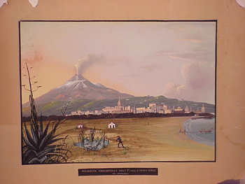 Lot image - Sicilian School 19th Century VIEW OF MT. ETNA AND THE CITY OF CATANIA Inscribed Prospetto Meridionale DellEtna, E...