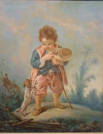 Lot image - After Francois Boucher BOY WITH BIRDS NEST Pastel on paper Sight 15 1/4 x 12 inches (38.7 x 30.5 cm.)...