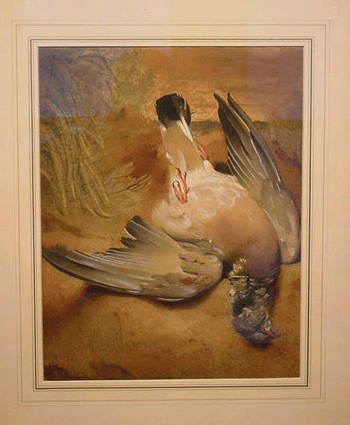Lot image - British School 19th Century DEAD PIGEON Watercolor and gouache on paper Sight 15 3/4 x 12 1/4 inches (40 x 31.2 cm.)...