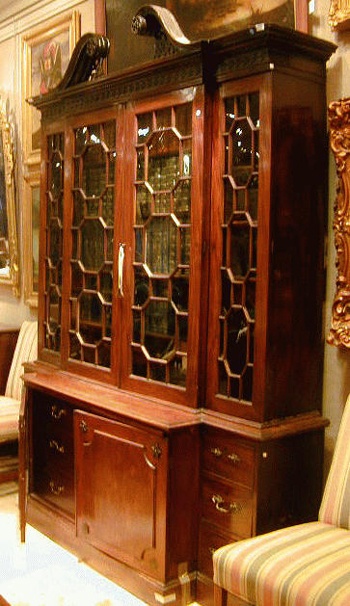 Lot image - George III Style Mahogany Breakfront Bookcase