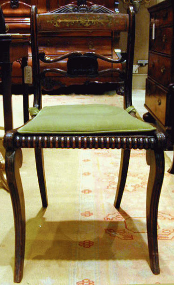 Lot image - Set of Six Regency Rosewood-Grained and Brass-Inlaid Side Chairs