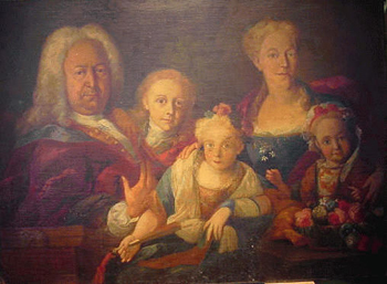 Lot image - Jacob Carl Stauder German, d. 1751 PORTRAIT OF CHARLES VI AND MARIA THERESIA WITH FAMILY Inscribed (ll) and signed and...