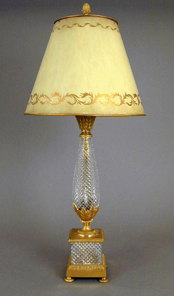 Lot image - Pair of Charles X Style Gilt-Bronze Mounted Glass Lamps