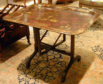 Lot image - Victorian Gilt-Decorated Papier Mache Tray