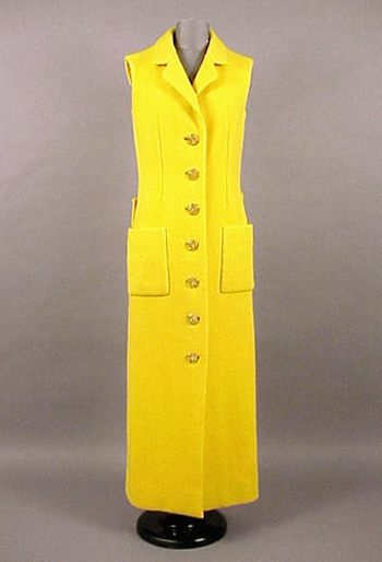 Lot image - Norell Taxi Yellow Wool Coat Dress Circa 1970