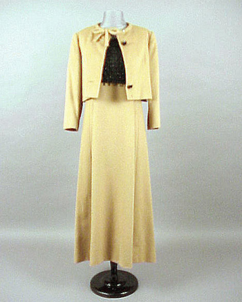 Lot image - Camel Hair Beaded Evening Ensemble Italian,1960s