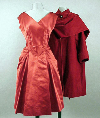 Lot image - Manguin Red Cocktail Ensemble French, 1950s