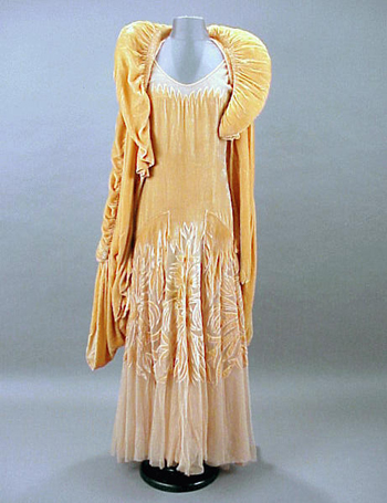 Lot image - Peach Velvet Evening Ensemble 1930s